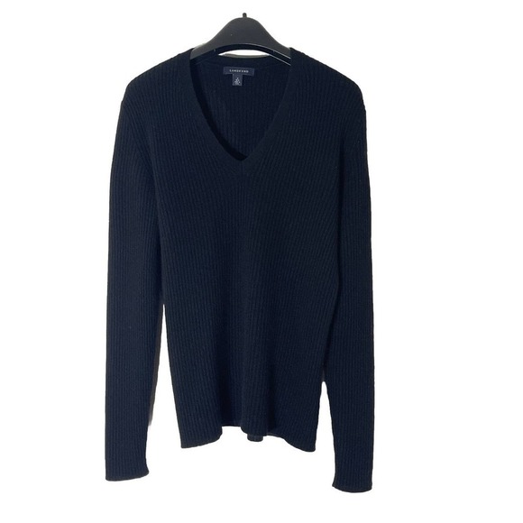 Lands' End Sweaters - Land's End 100% Cashmere Ribbed V Neck Sweater Size Medium